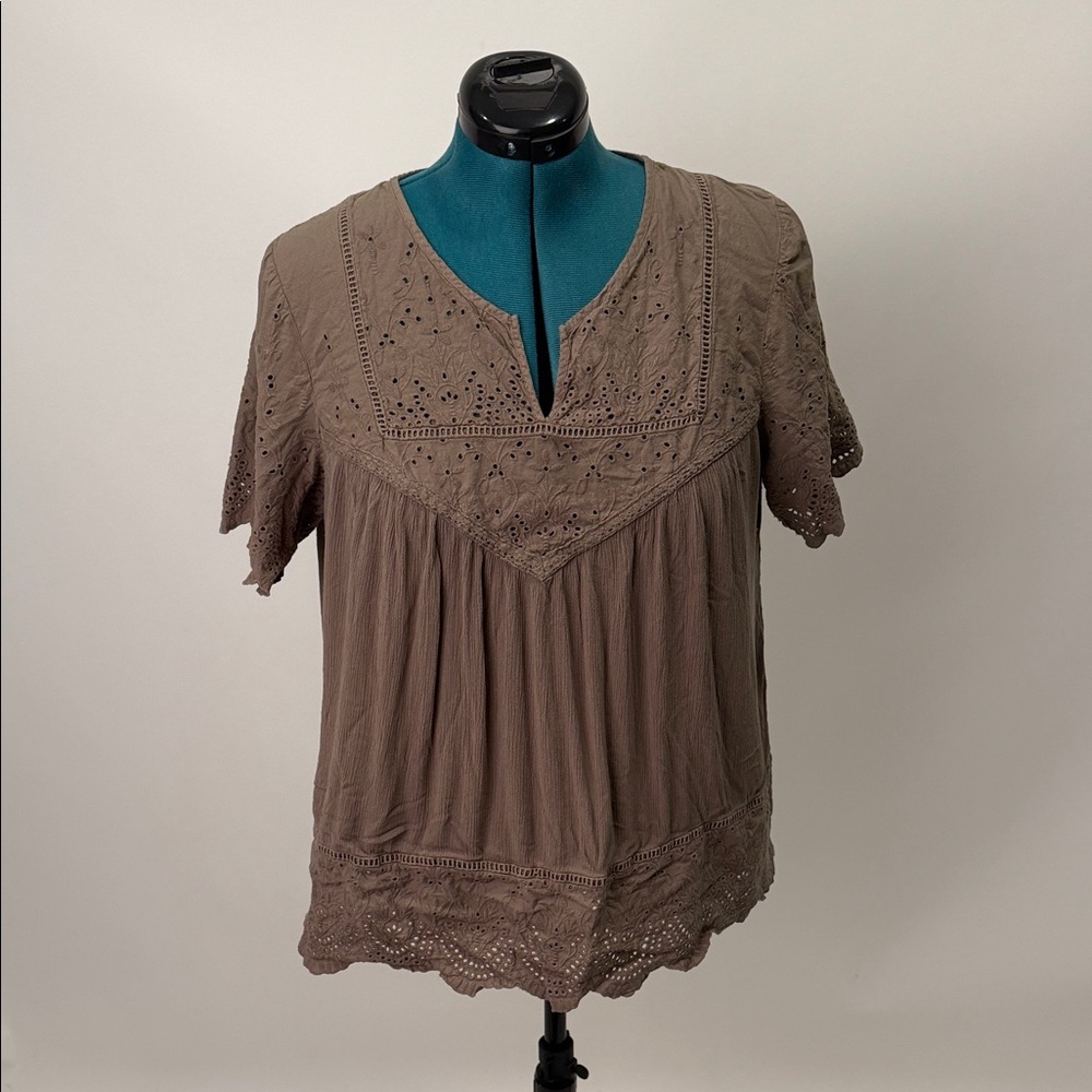 Knox Rose Hunter Green Eyelet Blouse